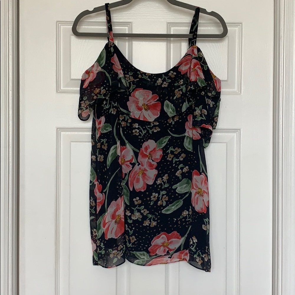 Cabi cold shoulder floral blouse